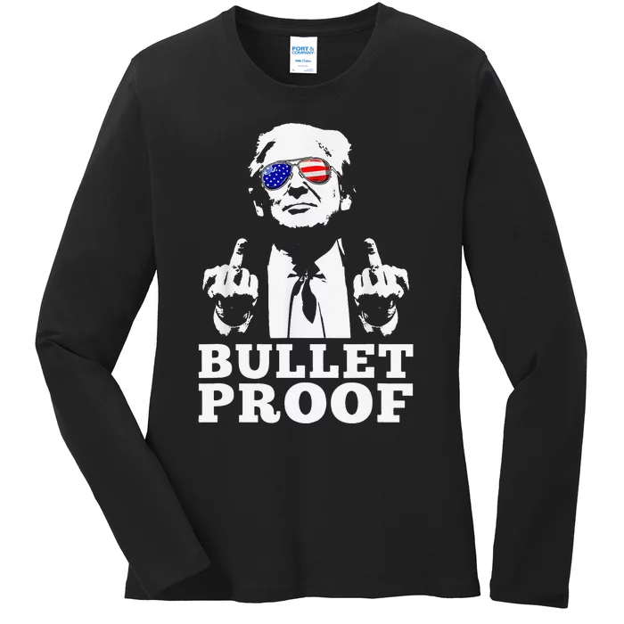 Bulletproof 2024 Presidential Candidate 45 Ladies Long Sleeve Shirt