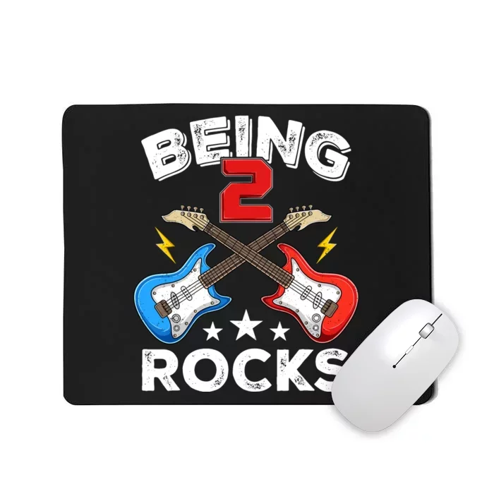 Being 2 Rocks Guitar Funny 2nd Birthday Boy Mousepad