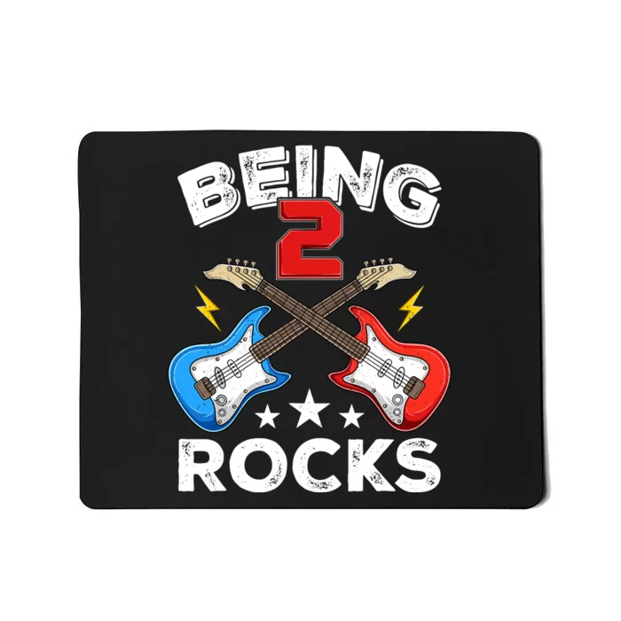 Being 2 Rocks Guitar Funny 2nd Birthday Boy Mousepad