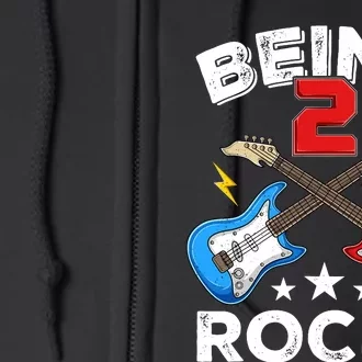 Being 2 Rocks Guitar Funny 2nd Birthday Boy Full Zip Hoodie