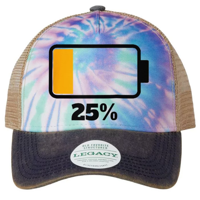 Battery 25 Remaining Battery Dead Battery Low Raglan Baseball Legacy Tie Dye Trucker Hat