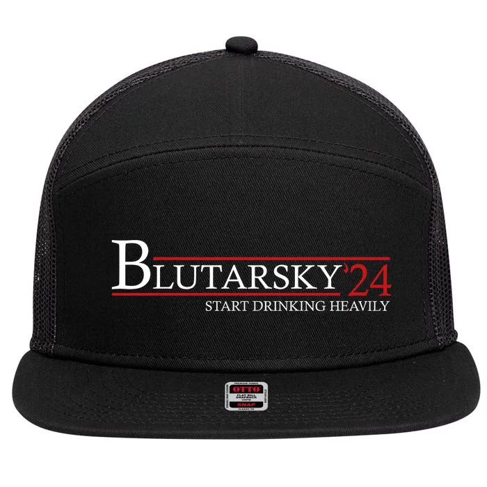 Blutarsky 2024 Start Drinking Heavily Funny 7 Panel Mesh Trucker Snapback Hat