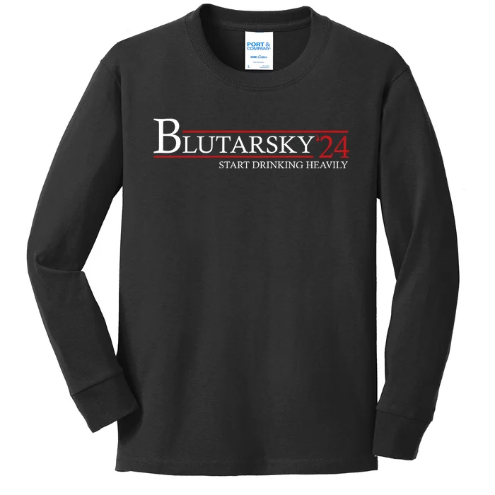 Blutarsky 2024 Start Drinking Heavily Funny Kids Long Sleeve Shirt