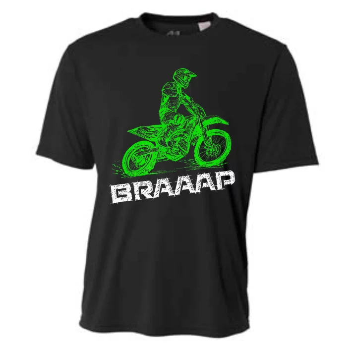 BrapBraap 2Stroke Send It Motocross Dirt Bike Green ET3 Cooling Performance Crew T-Shirt