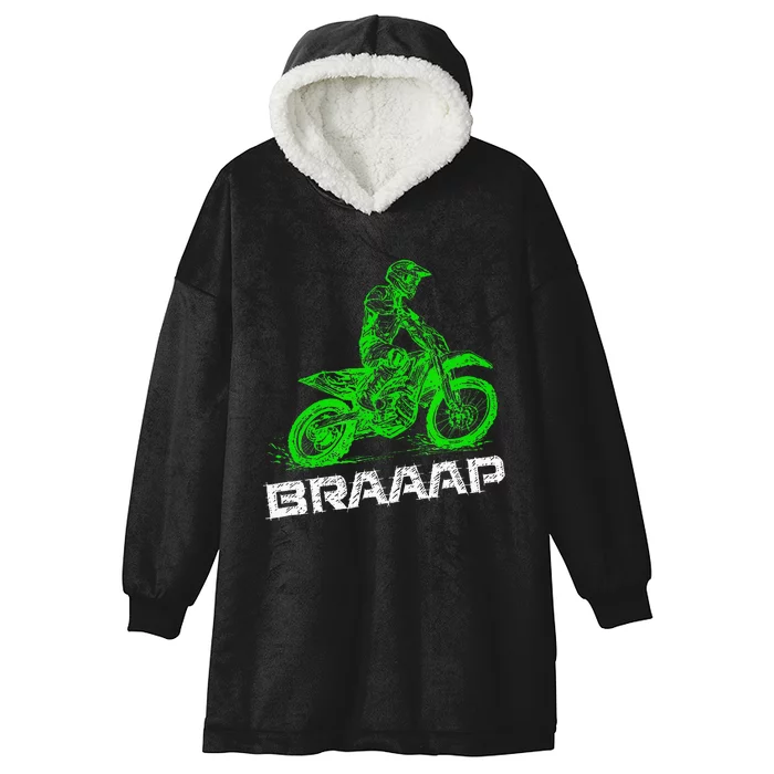 BrapBraap 2Stroke Send It Motocross Dirt Bike Green ET3 Hooded Wearable Blanket