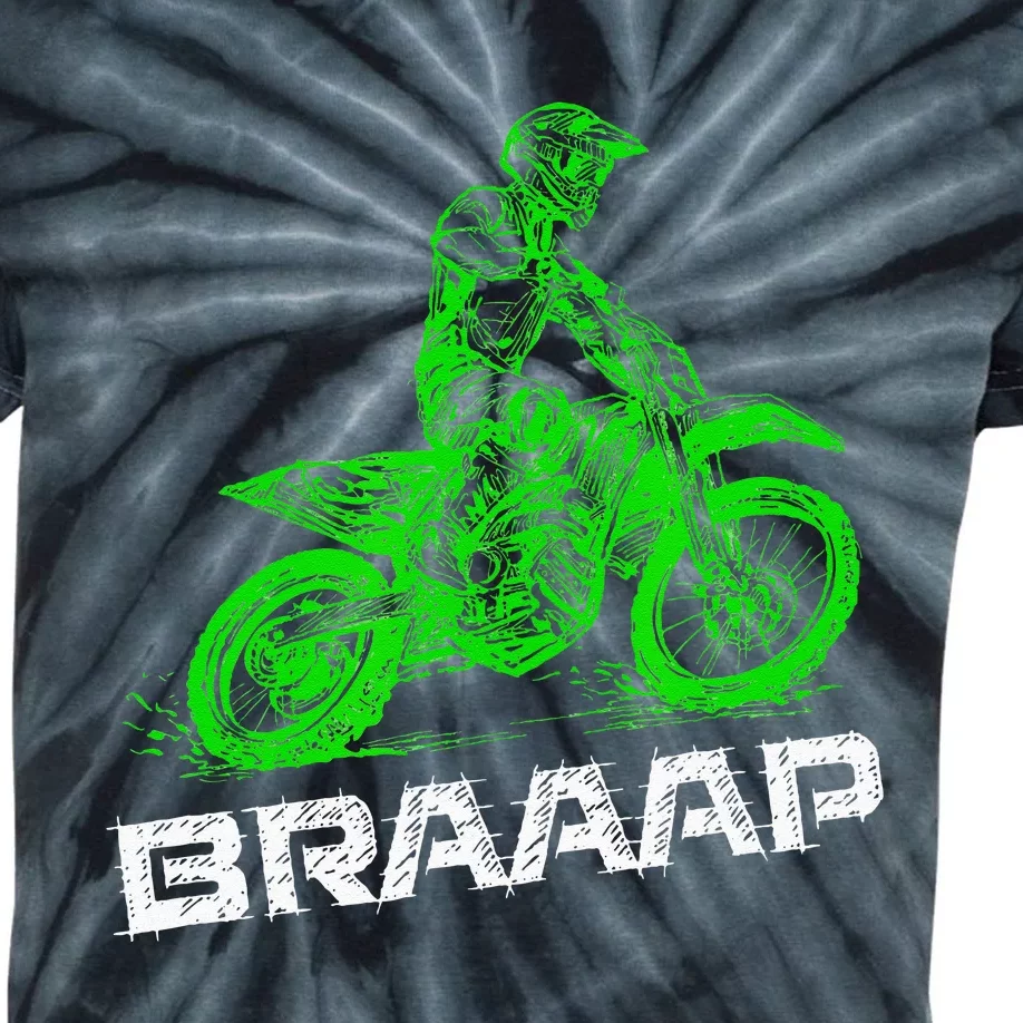 BrapBraap 2Stroke Send It Motocross Dirt Bike Green ET3 Kids Tie-Dye T-Shirt