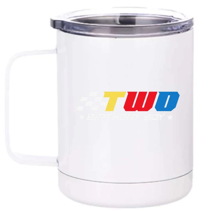 Birthday 2 Two Race Car 2nd Racing Pit Crew Driver Front & Back 12oz Stainless Steel Tumbler Cup