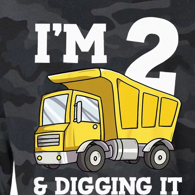 Birthday 2 Two Construction Truck 2nd Birthday Cropped Pullover Crew