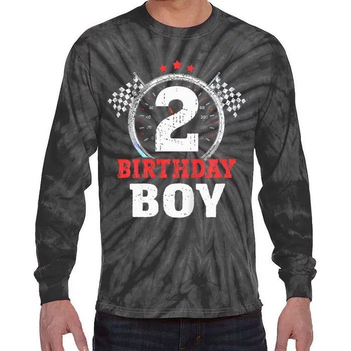 Birthday 2 Two Race Car 2nd Birthday Racing Car Driver Tie-Dye Long Sleeve Shirt