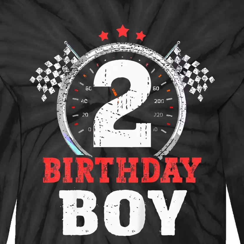 Birthday 2 Two Race Car 2nd Birthday Racing Car Driver Tie-Dye Long Sleeve Shirt