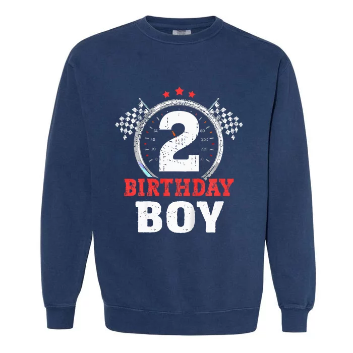 Birthday 2 Two Race Car 2nd Birthday Racing Car Driver Garment-Dyed Sweatshirt