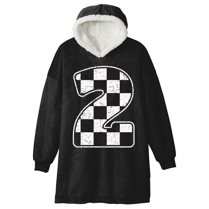 Birthday 2 Two Race Car 2nd Birthday Racing Car Flag Hooded Wearable Blanket