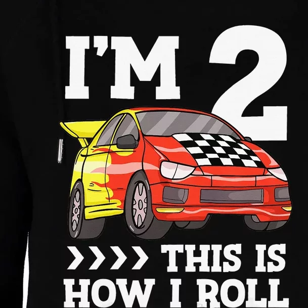 Birthday 2 Two Race Car 2nd Birthday Racing Car Womens Funnel Neck Pullover Hood