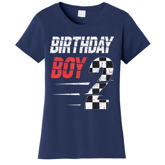 Birthday 2 Two Racing Flag 2nd Birthday Race Car Women's T-Shirt