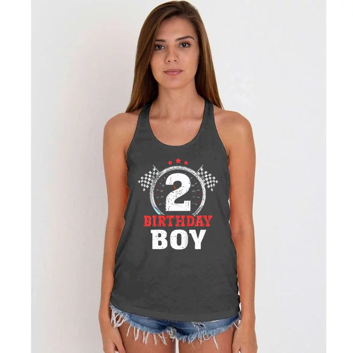 Birthday  2 Two Race Car 2nd Birthday Racing Car Driver Women's Knotted Racerback Tank