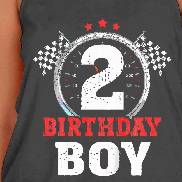 Birthday  2 Two Race Car 2nd Birthday Racing Car Driver Women's Knotted Racerback Tank