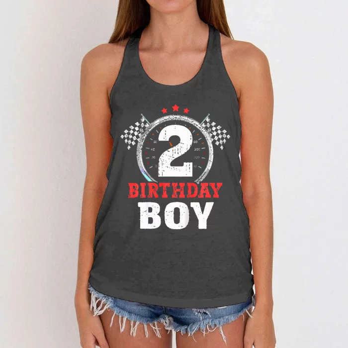 Birthday  2 Two Race Car 2nd Birthday Racing Car Driver Women's Knotted Racerback Tank