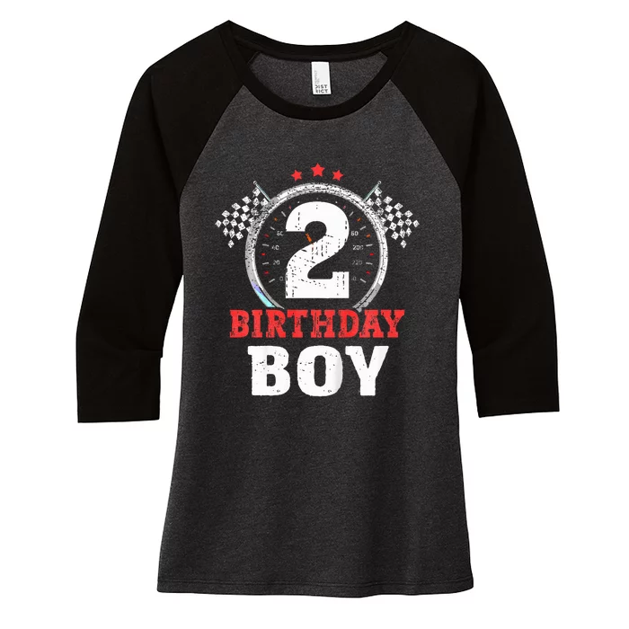 Birthday  2 Two Race Car 2nd Birthday Racing Car Driver Women's Tri-Blend 3/4-Sleeve Raglan Shirt