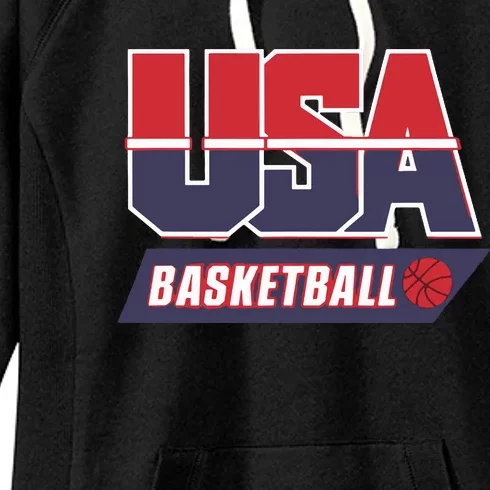 Basketball 2024 Usa Patriotic Sports Lover American B Ball Women's Fleece Hoodie