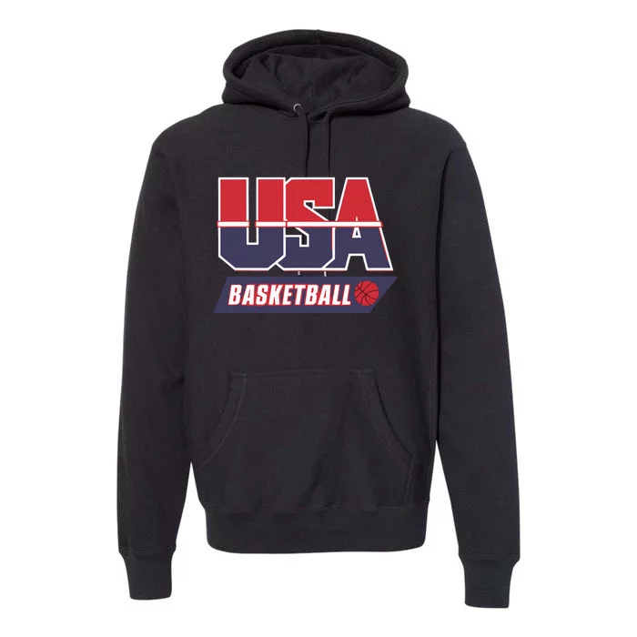 Basketball 2024 Usa Patriotic Sports Lover American B Ball Premium Hoodie