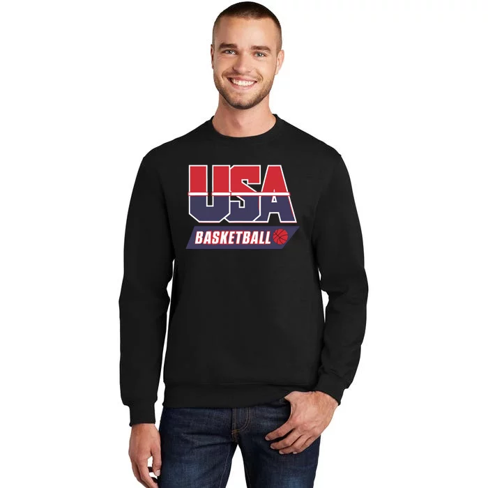 Basketball 2024 Usa Patriotic Sports Lover American B Ball Tall Sweatshirt