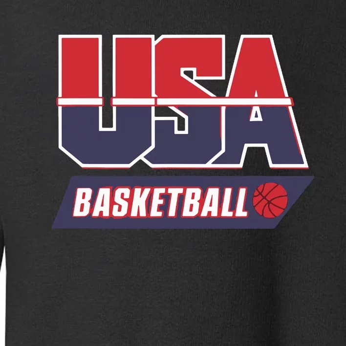 Basketball 2024 Usa Patriotic Sports Lover American B Ball Toddler Sweatshirt