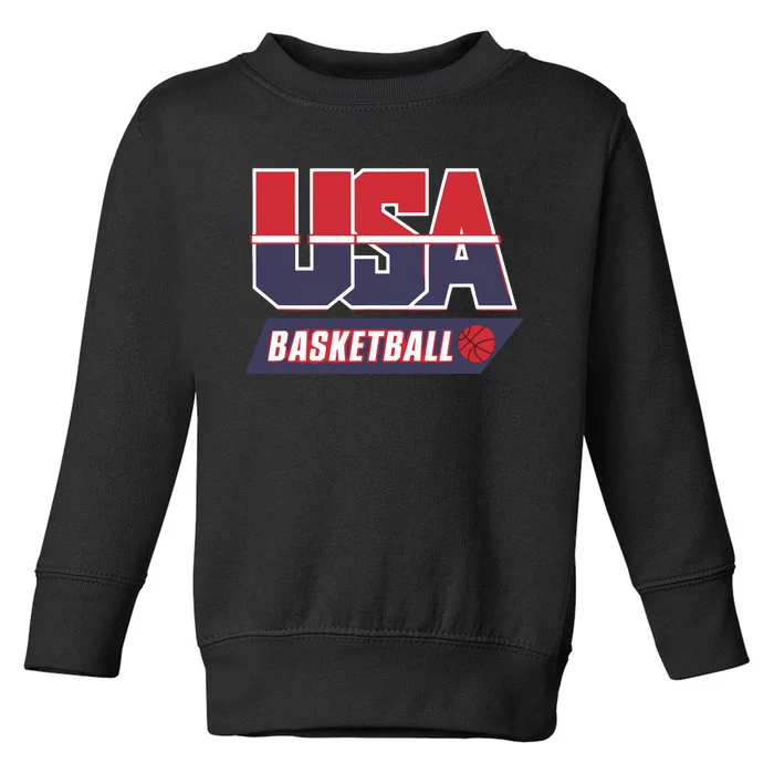 Basketball 2024 Usa Patriotic Sports Lover American B Ball Toddler Sweatshirt