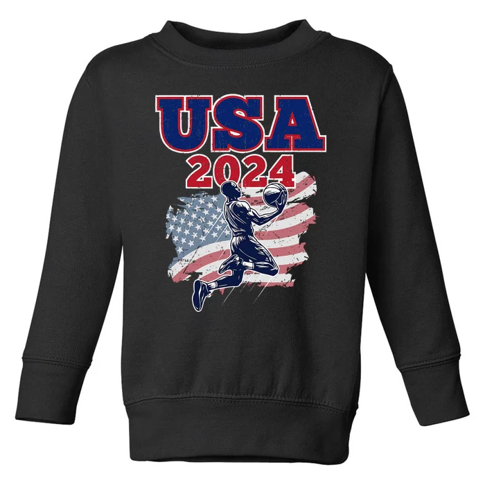 Basketball 2024 Vintage Usa Gift Toddler Sweatshirt