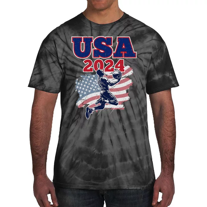 Basketball 2024 Vintage Usa Gift Tie-Dye T-Shirt