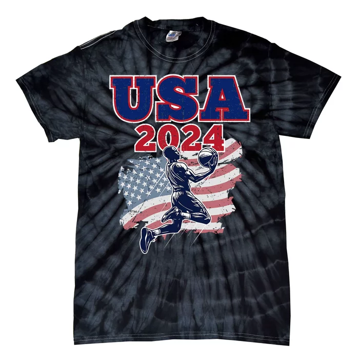 Basketball 2024 Vintage Usa Gift Tie-Dye T-Shirt