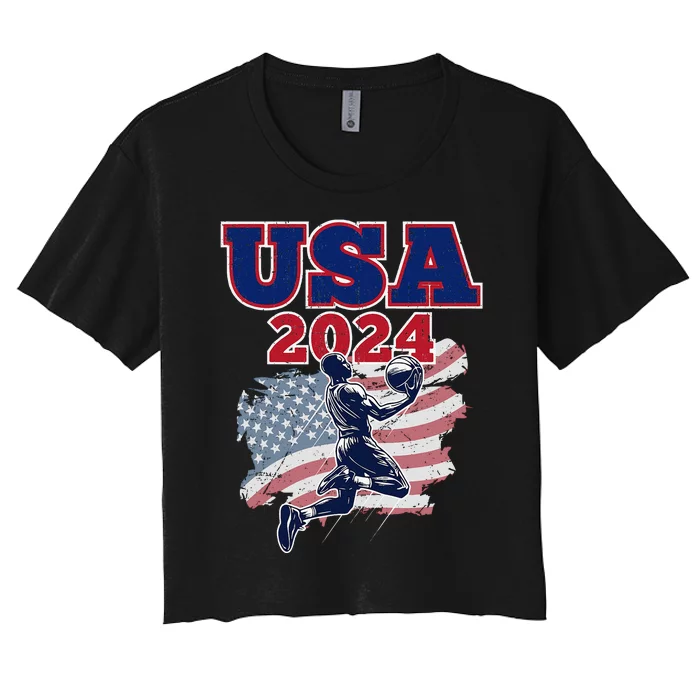 Basketball 2024 Vintage Usa Gift Women's Crop Top Tee