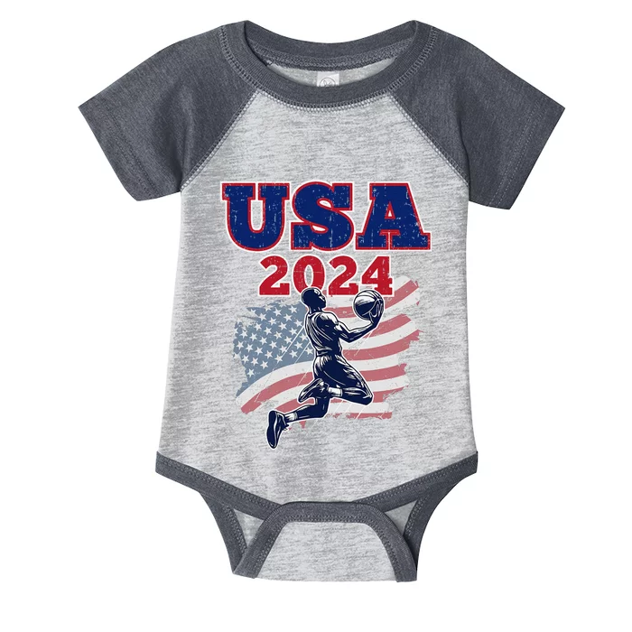 Basketball 2024 Vintage Usa Gift Infant Baby Jersey Bodysuit