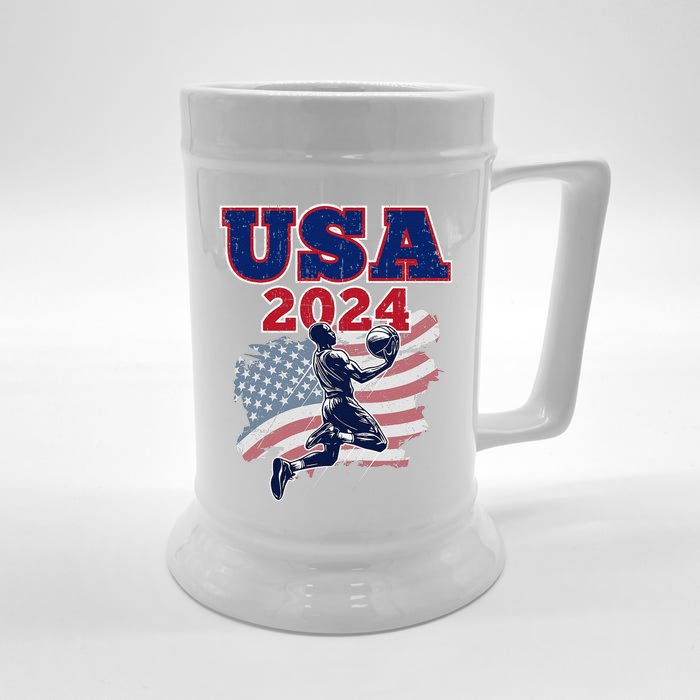 Basketball 2024 Vintage Usa Gift Front & Back Beer Stein