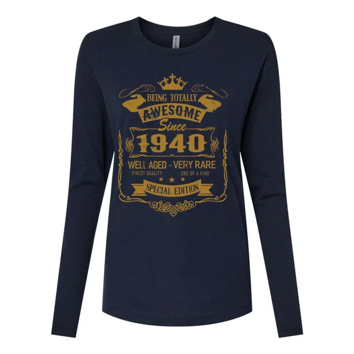 Birthday 365 Being Awesome Since 1940 Vintage Birthday Gifts Womens Cotton Relaxed Long Sleeve T-Shirt