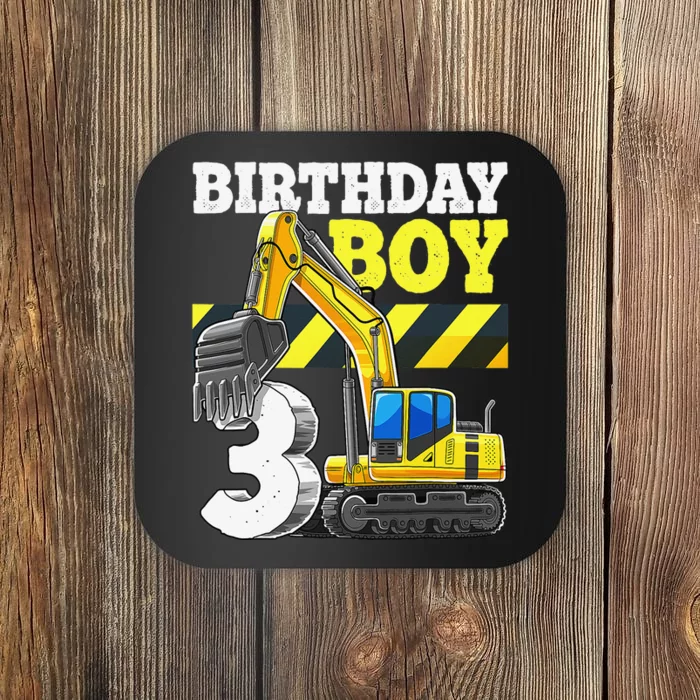 Birthday 3rd Birthday Excavator Construction Vehicle Coaster