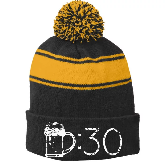 Beer 30 Funny For Beer Drinkers Stripe Pom Pom Beanie