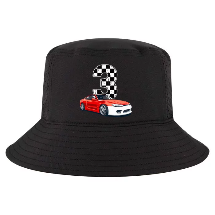 Birthday 3 Three Race Car 3rd Birthday Racing Car Flag Cool Comfort Performance Bucket Hat