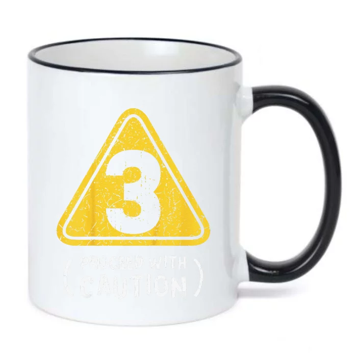 Birthday 3 Three Construction Sign 3rd Birthday Black Color Changing Mug