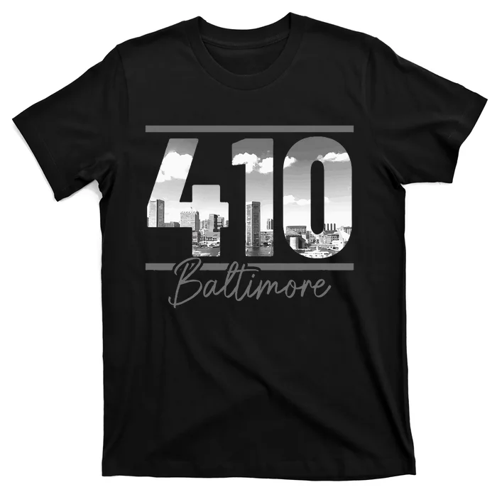 Baltimore 410 Area Code Skyline Maryland Vintage T-Shirt