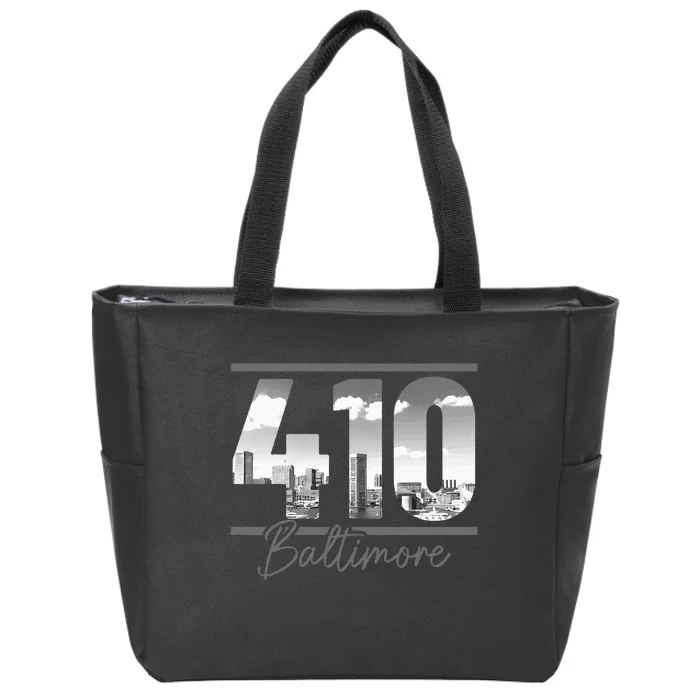 Baltimore 410 Area Code Skyline Maryland Vintage Zip Tote Bag