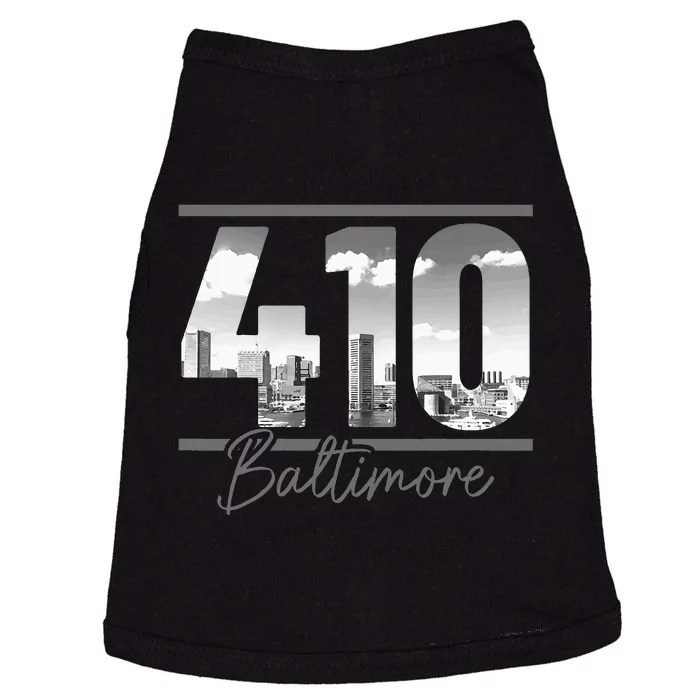 Baltimore 410 Area Code Skyline Maryland Vintage Doggie Tank