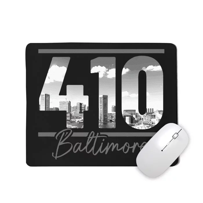 Baltimore 410 Area Code Skyline Maryland Vintage Mousepad