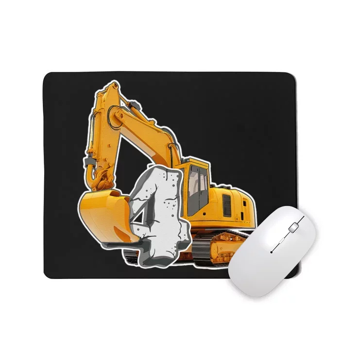 Birthday 4th Birthday Excavator Construction Vehicle Mousepad