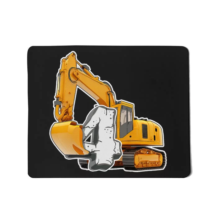 Birthday 4th Birthday Excavator Construction Vehicle Mousepad