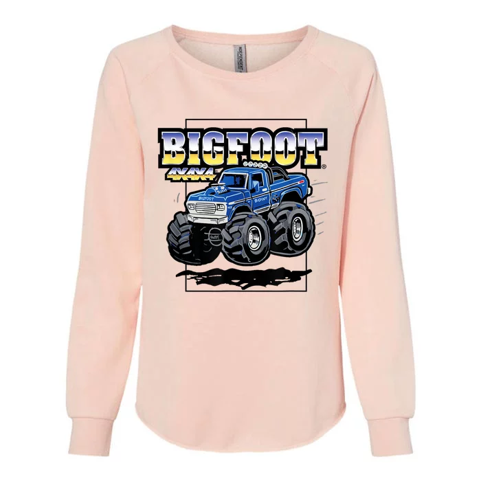 Bigfoot 4x4x4 Cartoon Truck (Color Options 1) Womens California Wash Sweatshirt