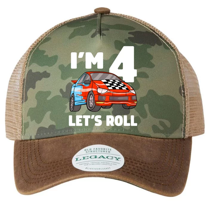 Birthday 4 Four Race Car 4th Birthday Racing Car Legacy Tie Dye Trucker Hat