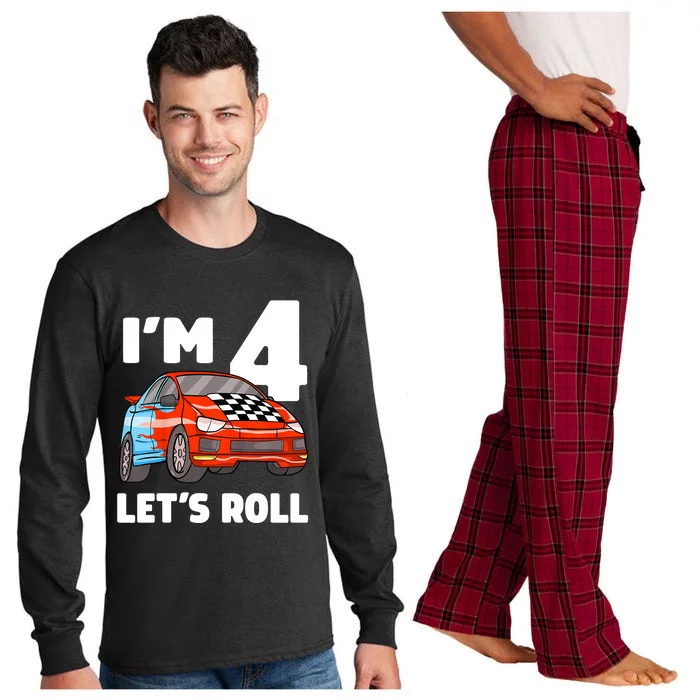 Birthday 4 Four Race Car 4th Birthday Racing Car Long Sleeve Pajama Set