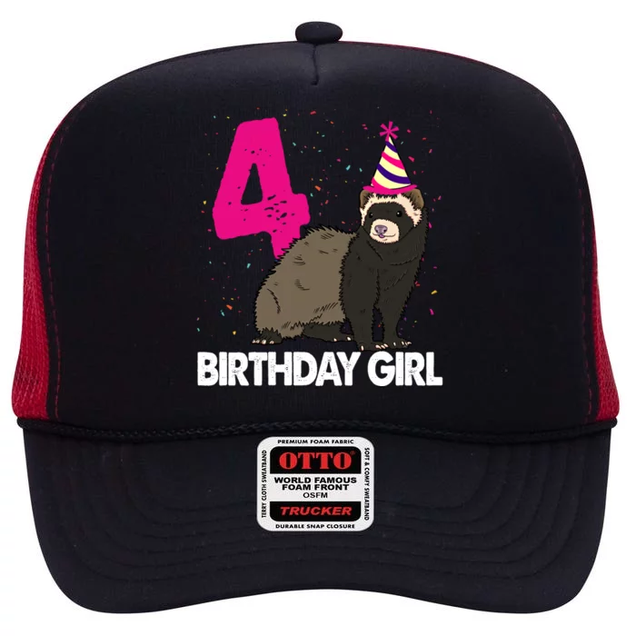 Birthday 4 Funny Funny Gift Funny Ferret Lovers Gift High Crown Mesh Trucker Hat