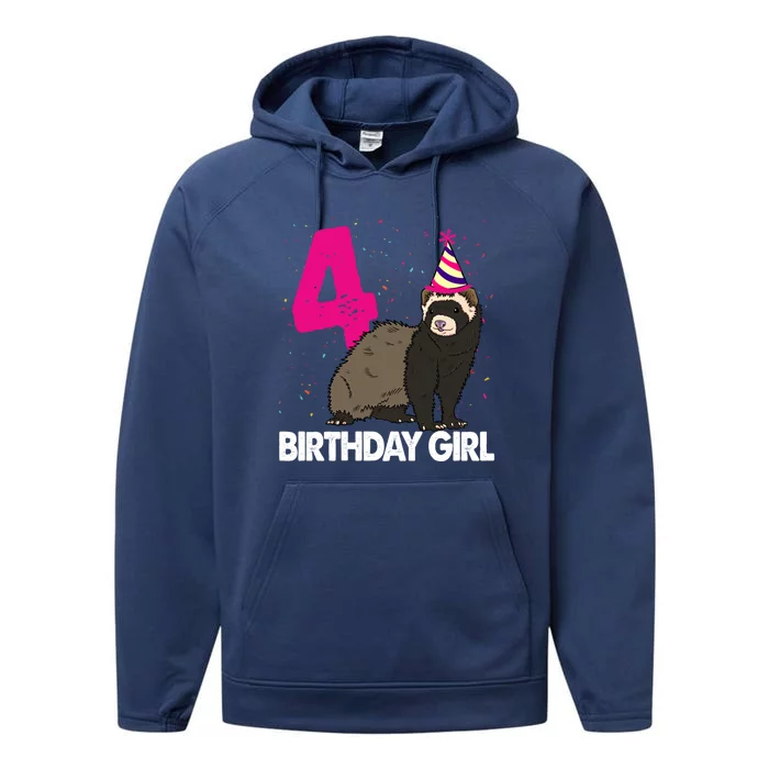 Birthday 4 Funny Funny Gift Funny Ferret Lovers Gift Performance Fleece Hoodie