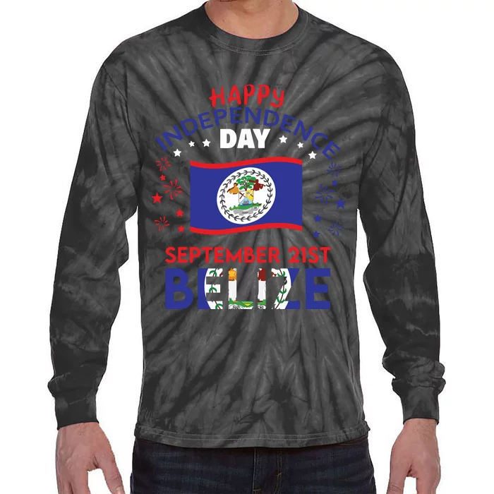 Belize 43rd Independence Day Belizean Pride Belize Flag Tie-Dye Long Sleeve Shirt